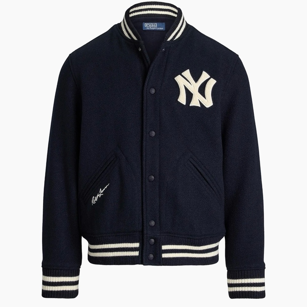 Ralph Lauren Yankee Navy Varsity Jacket with White NY Accents
